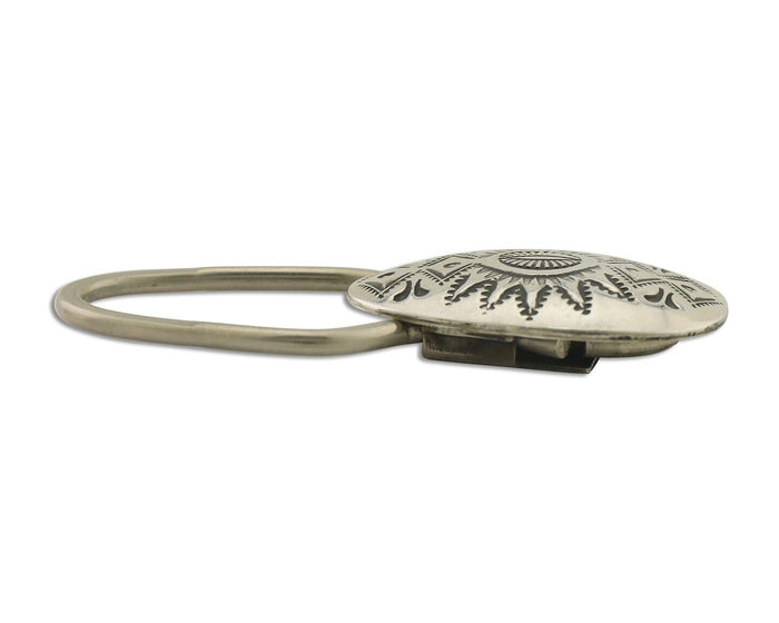 Navajo Hand Stamped Key Chain .925 Silver Handmade Native American Artist C.80's
