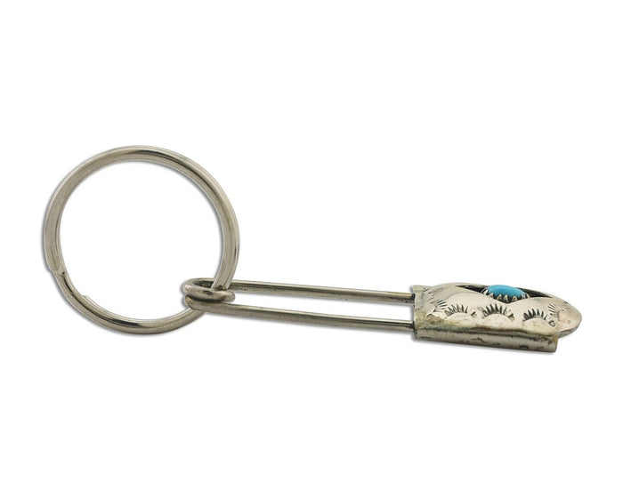 Navajo Hand Stamped Key Chain .925 Silver Handmade Native American Artist C.80's