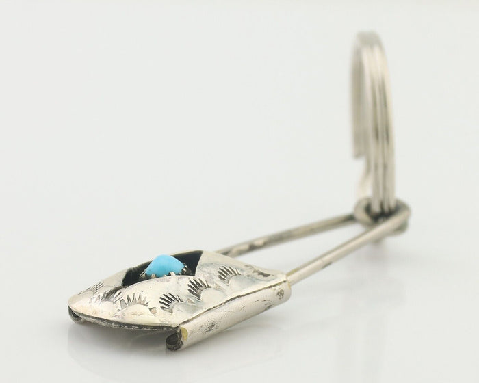Navajo Hand Stamped Key Chain .925 Silver Handmade Native American Artist C.80's