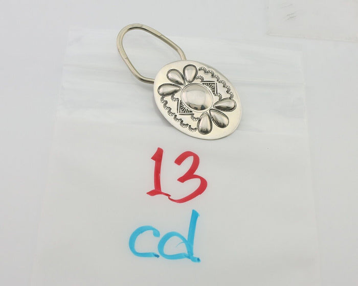 Navajo Hand Stamped Key Chain .925 Silver Handmade Native American Artist C.80's