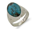 Navajo Hand Stamped Ring 925 Silver Arizona Turquoise Artist C.80's
