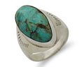 Navajo Hand Stamped Ring 925 Silver Arizona Turquoise Artist C.80's