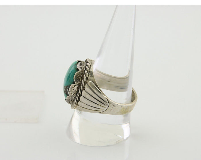 Navajo Hand Stamped Ring 925 Silver Arizona Turquoise Artist C.80's
