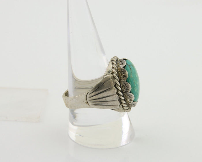 Navajo Hand Stamped Ring 925 Silver Arizona Turquoise Artist C.80's