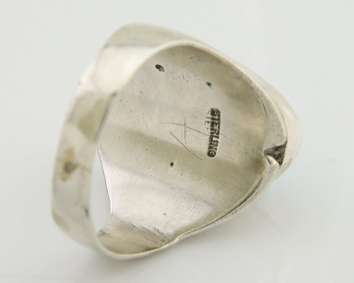Navajo Hand Stamped Ring 925 Silver Arizona Turquoise Artist C.80's