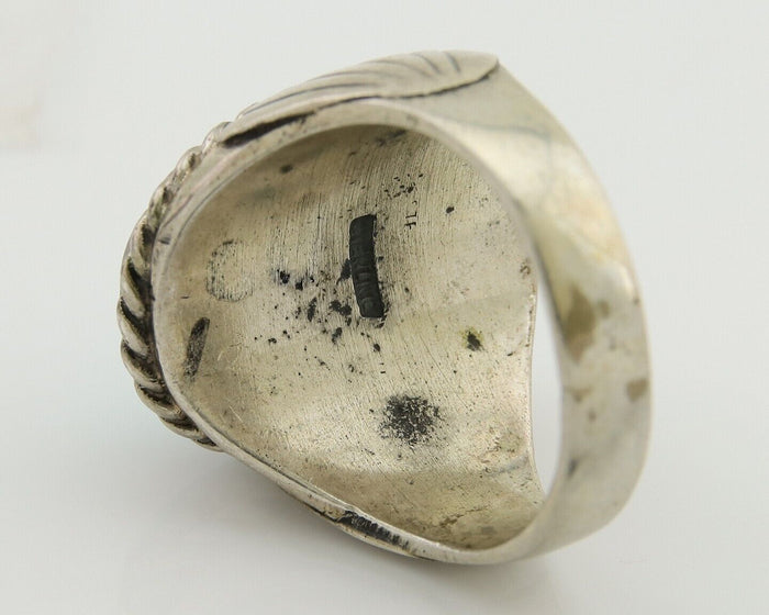 Navajo Hand Stamped Ring 925 Silver Arizona Turquoise Artist C.80's