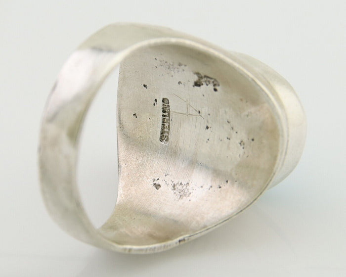 Navajo Hand Stamped Ring 925 Silver Arizona Turquoise Artist C.80's