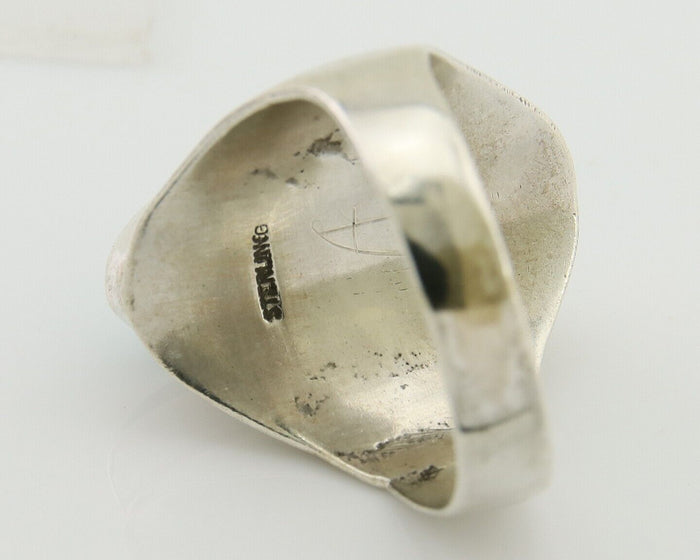 Navajo Hand Stamped Ring 925 Silver Arizona Turquoise Artist C.80's