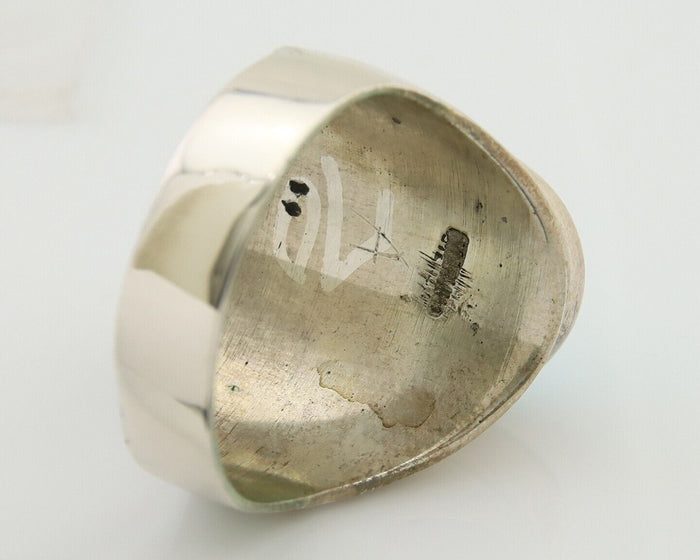 Navajo Hand Stamped Ring 925 Silver Arizona Turquoise Artist C.80's