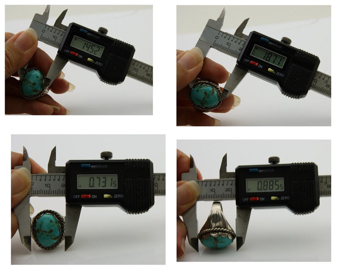 Navajo Hand Stamped Ring 925 Silver Arizona Turquoise Artist C.80's