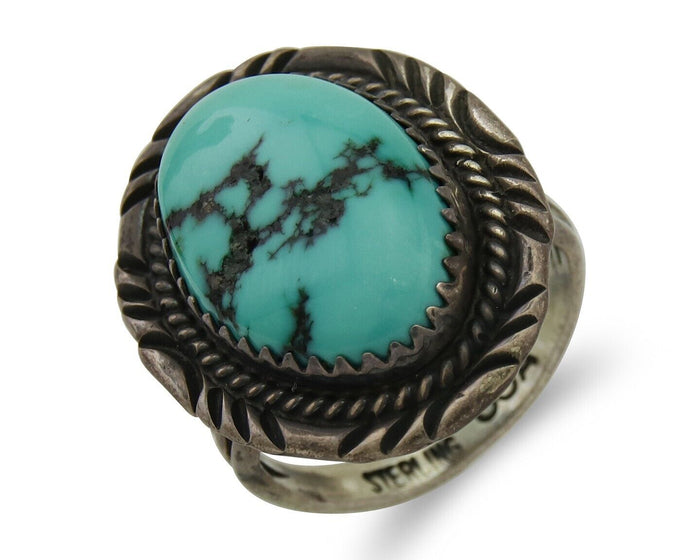 Navajo Hand Stamped Ring 925 Silver Damele Signed USA C.80's