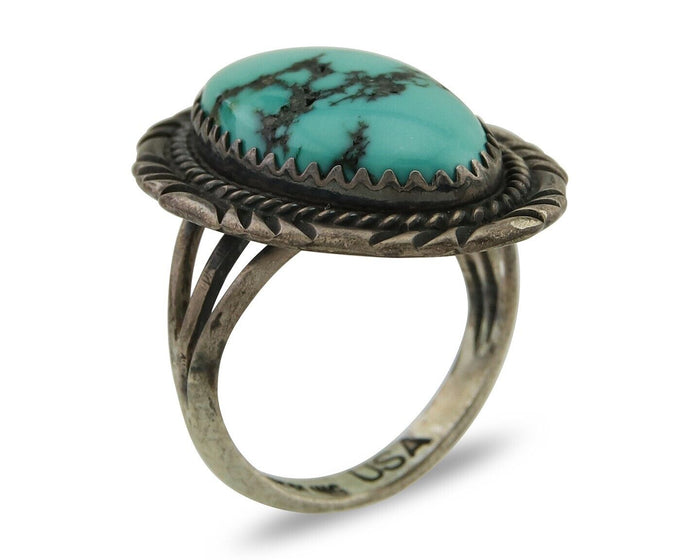 Navajo Hand Stamped Ring 925 Silver Damele Signed USA C.80's