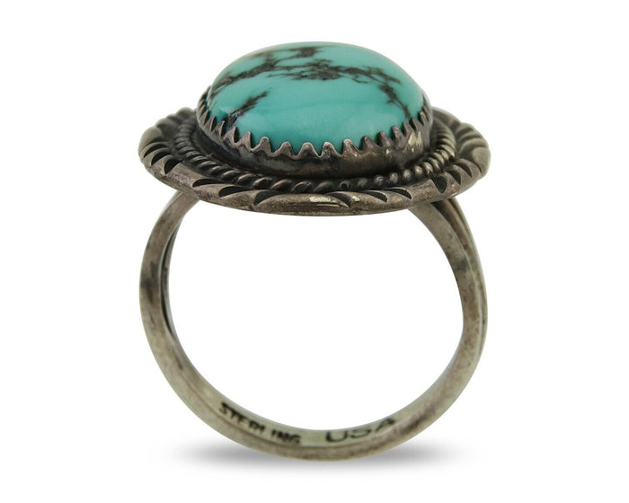 Navajo Hand Stamped Ring 925 Silver Damele Signed USA C.80's