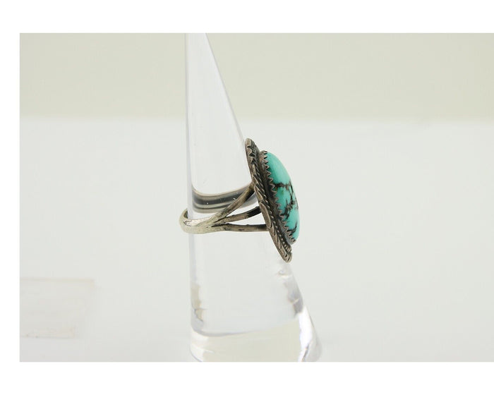 Navajo Hand Stamped Ring 925 Silver Damele Signed USA C.80's