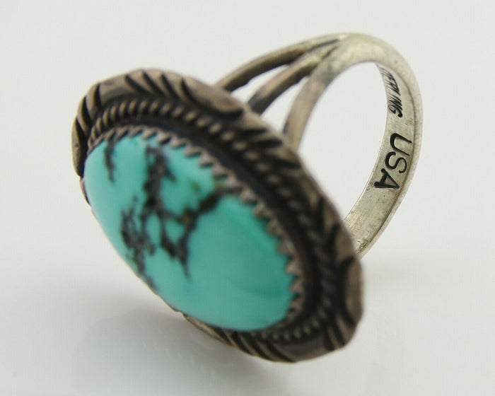 Navajo Hand Stamped Ring 925 Silver Damele Signed USA C.80's