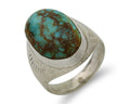 Navajo Hand Stamped Ring 925 Silver Spiderweb Turquoise Native Artist C.80's