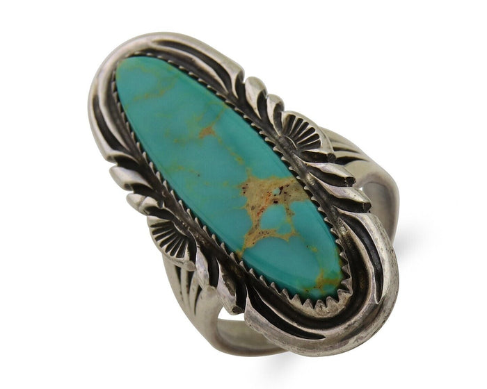 Navajo Hand Stamped Ring 925 Silver Turquoise Native Artist Begay C.80's