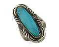 Navajo Hand Stamped Ring 925 Silver Turquoise Native Artist Begay C.80's