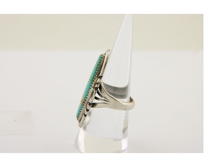 Navajo Hand Stamped Ring 925 Silver Turquoise Native Artist Begay C.80's