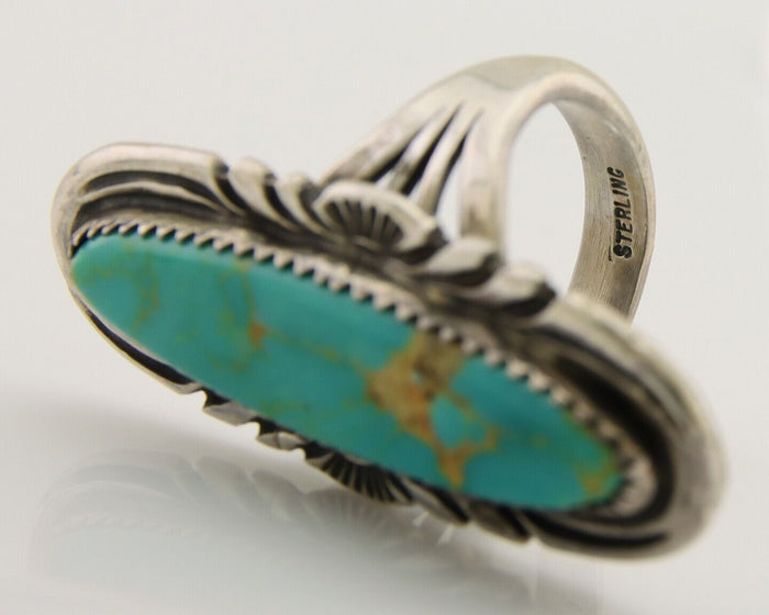 Navajo Hand Stamped Ring 925 Silver Turquoise Native Artist Begay C.80's