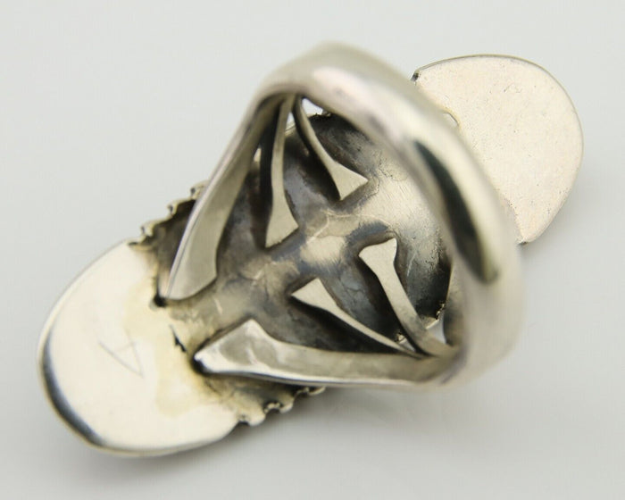 Navajo Hand Stamped Ring 925 Silver Turquoise Native Artist Begay C.80's