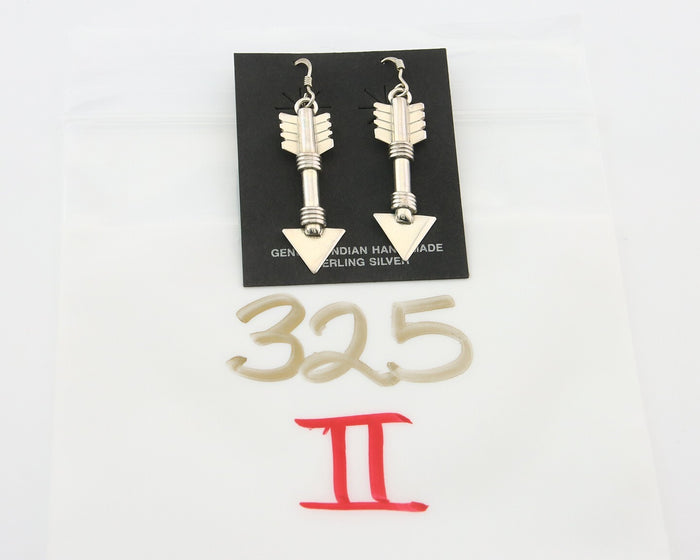 Navajo Handmade Arrow Earrings 925 Silver Artist Signed M C.80's
