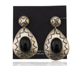 Navajo Handmade Earrings 925 Silver Onyx Artist Douglas Etsitty C.80's