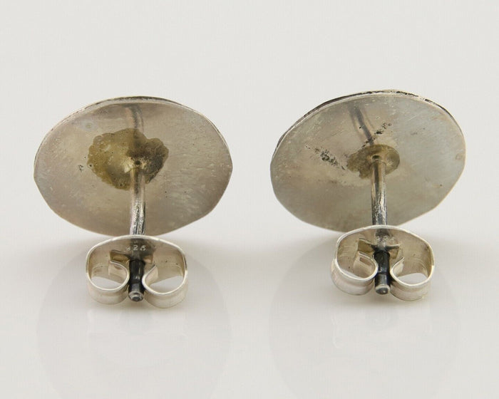 Navajo Handmade Earrings 925 Silver Turquoise Native American Artist C.80's