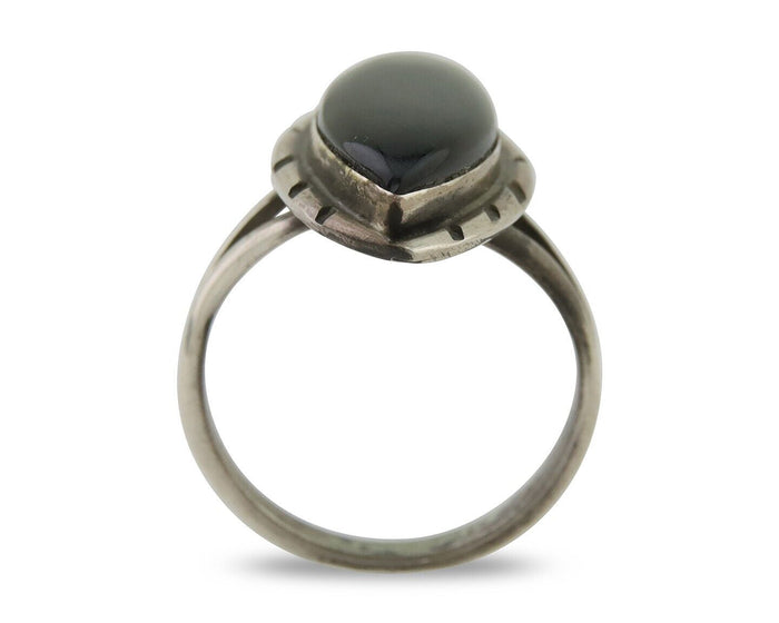 Navajo Handmade Ring 925 Silver Black Onyx Artist Signed #14 C.80's
