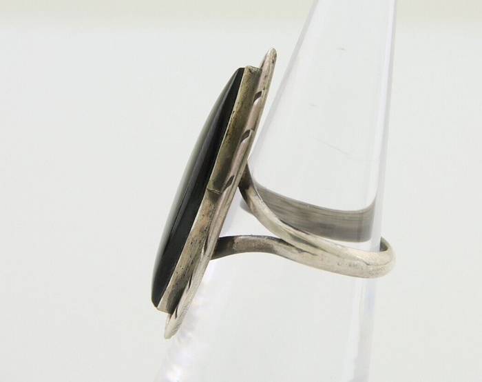 Navajo Handmade Ring 925 Silver Black Onyx Artist Signed #14 C.80's