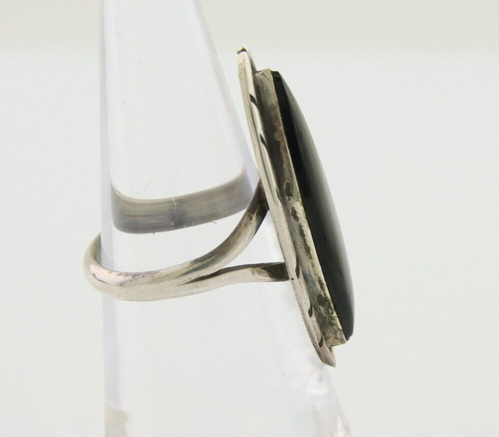Navajo Handmade Ring 925 Silver Black Onyx Artist Signed #14 C.80's