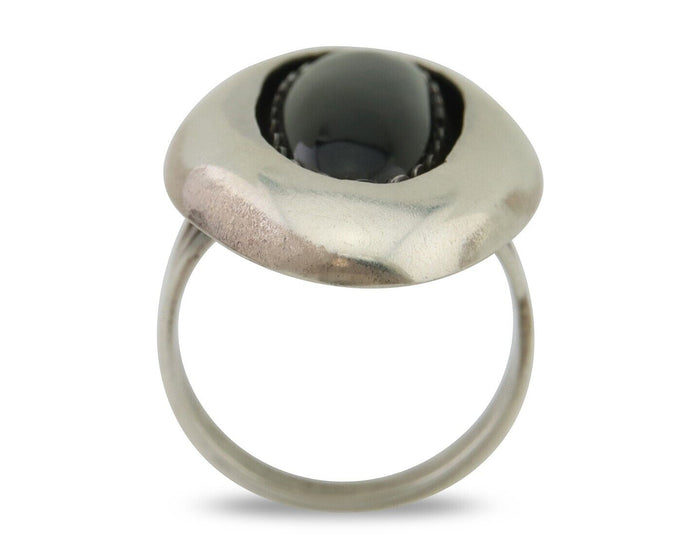 Navajo Handmade Ring 925 Silver Black Onyx Artist Signed F C.80's