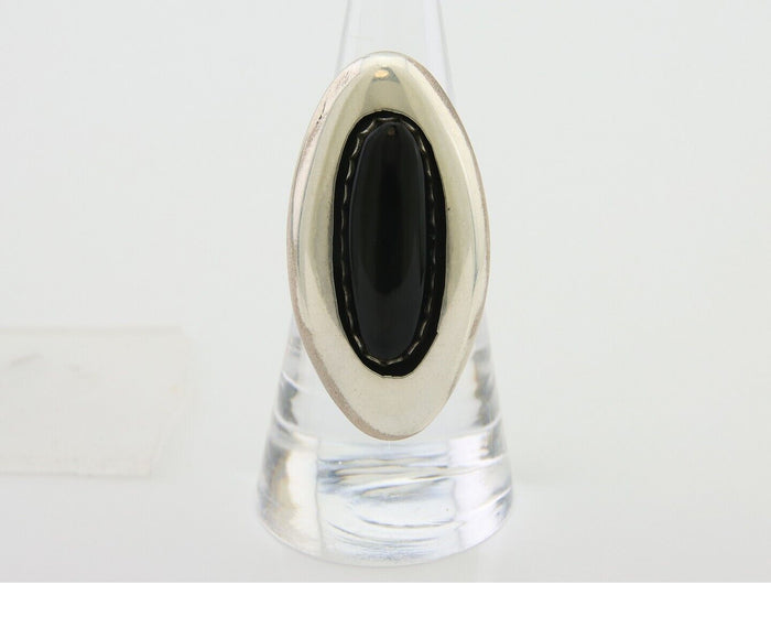 Navajo Handmade Ring 925 Silver Black Onyx Artist Signed F C.80's