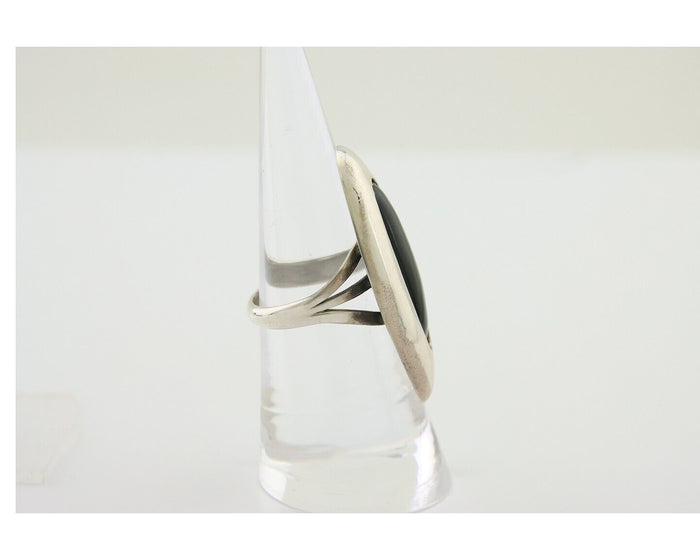 Navajo Handmade Ring 925 Silver Black Onyx Artist Signed F C.80's