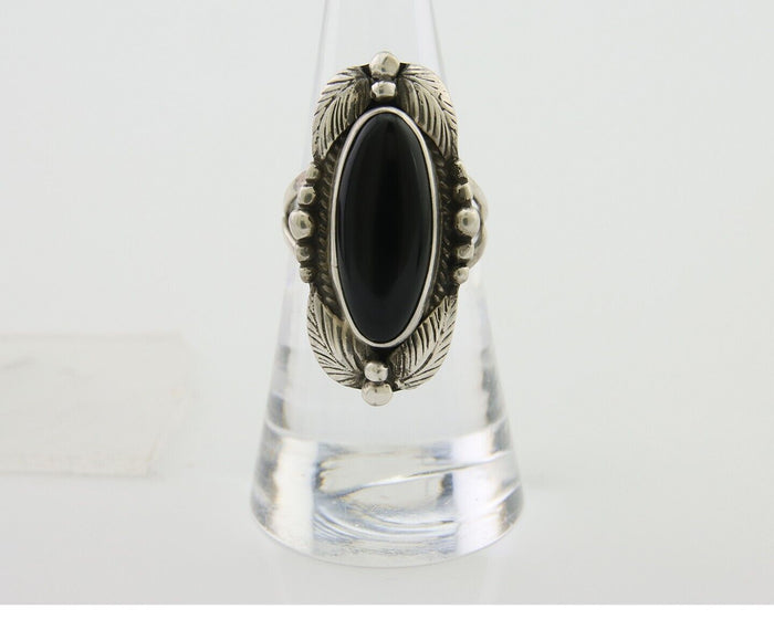 Navajo Handmade Ring 925 Silver Black Onyx Artist Signed GR C.80's