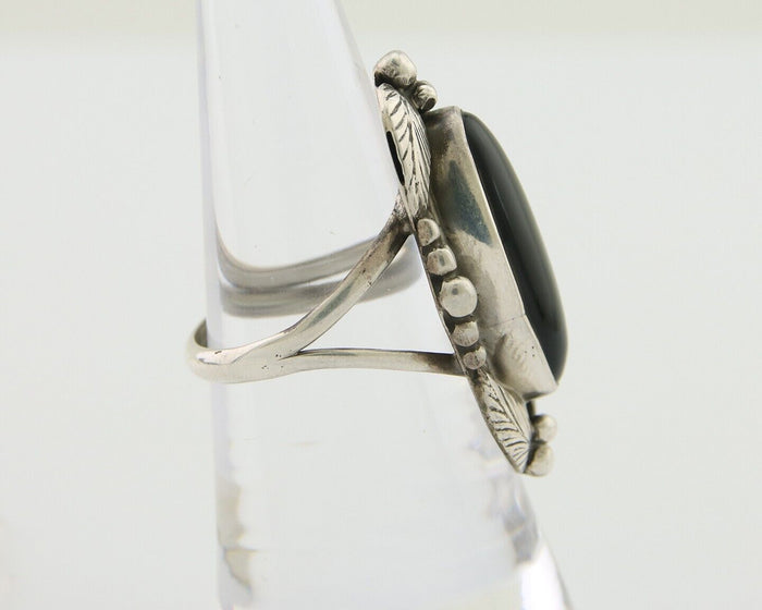 Navajo Handmade Ring 925 Silver Black Onyx Artist Signed GR C.80's
