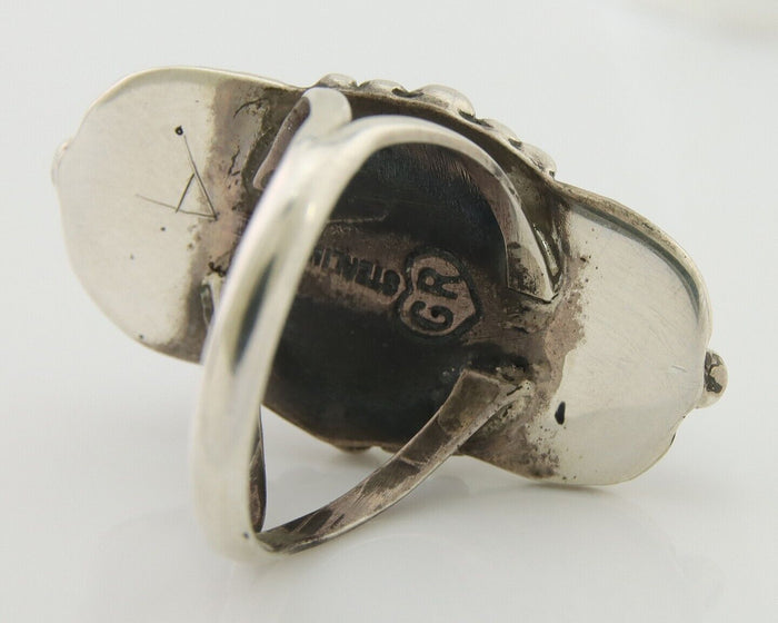 Navajo Handmade Ring 925 Silver Black Onyx Artist Signed GR C.80's
