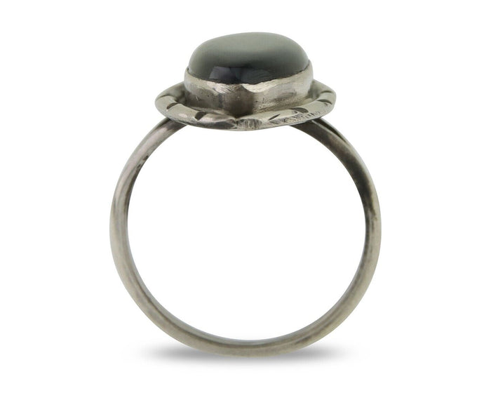 Navajo Handmade Ring 925 Silver Black Onyx Artist Signed J #10 C.80's