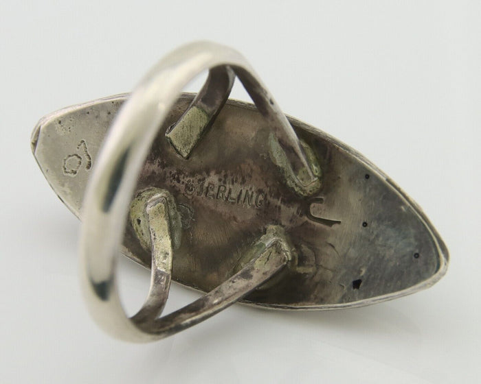 Navajo Handmade Ring 925 Silver Black Onyx Artist Signed J #10 C.80's