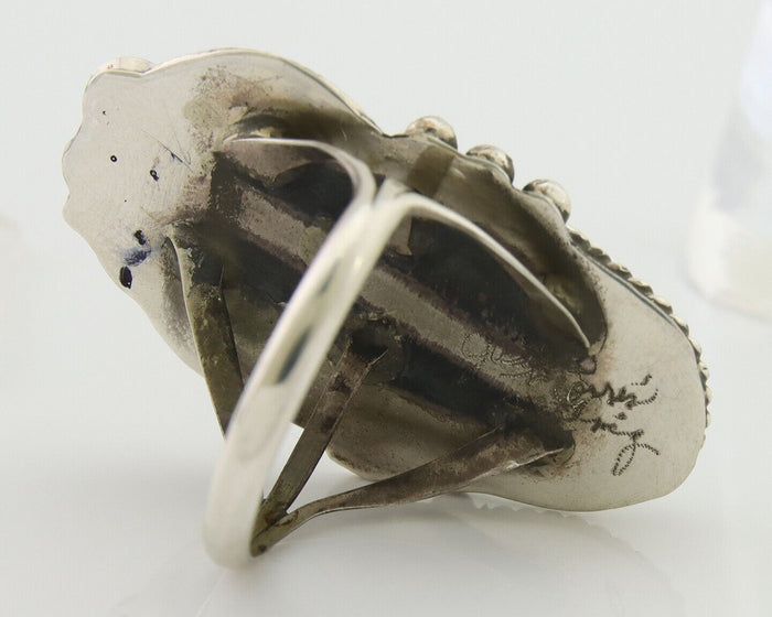Navajo Handmade Ring 925 Silver Black Onyx Artist Signed Justin Morris C.80's