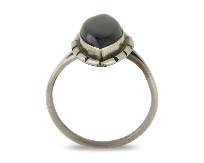 Navajo Handmade Ring 925 Silver Black Onyx Artist Signed M #10 C.80's