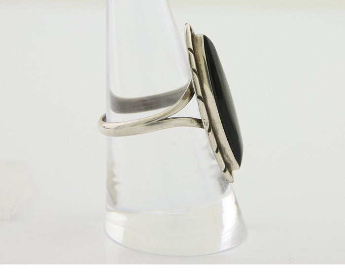 Navajo Handmade Ring 925 Silver Black Onyx Artist Signed M #10 C.80's