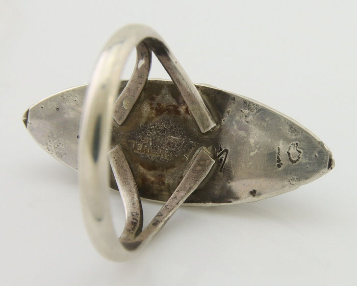 Navajo Handmade Ring 925 Silver Black Onyx Artist Signed M #10 C.80's