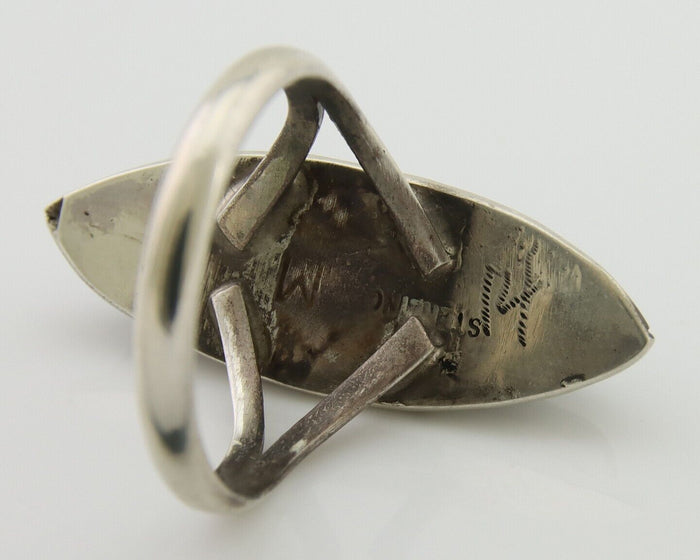 Navajo Handmade Ring 925 Silver Black Onyx Artist Signed M #14 C.80's
