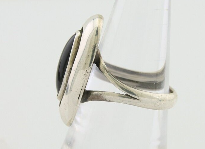 Navajo Handmade Ring 925 Silver Black Onyx Artist Signed M Montoya C.80's