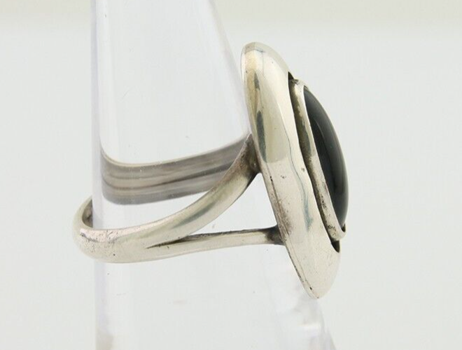 Navajo Handmade Ring 925 Silver Black Onyx Artist Signed M Montoya C.80's