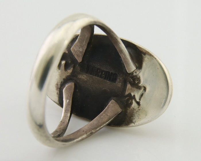 Navajo Handmade Ring 925 Silver Black Onyx Artist Signed M Montoya C.80's