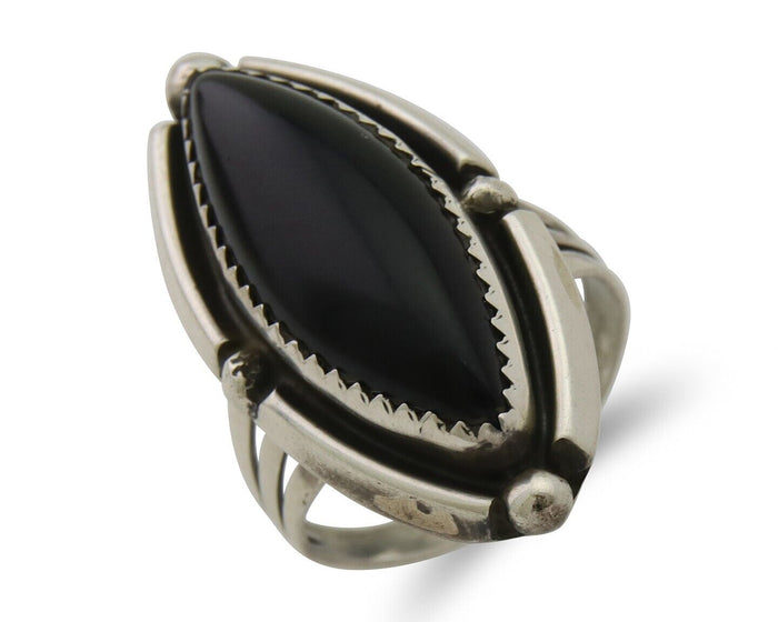Navajo Handmade Ring 925 Silver Black Onyx Artist Signed SC C.80's