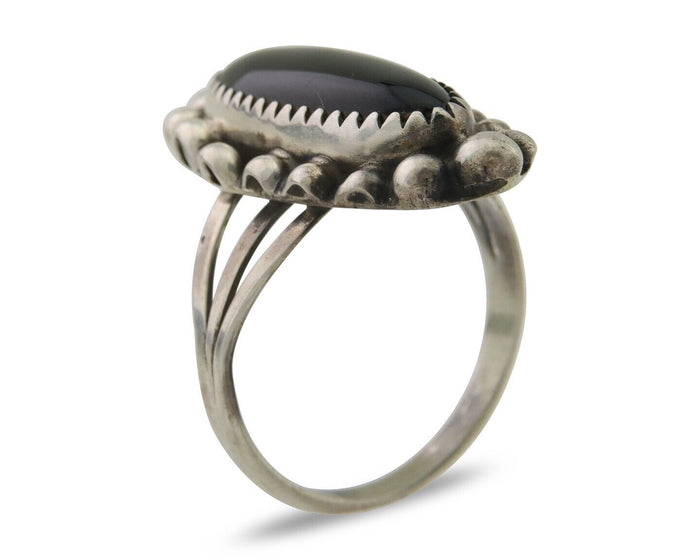 Navajo Handmade Ring 925 Silver Black Onyx Artist Signed SC C.80's
