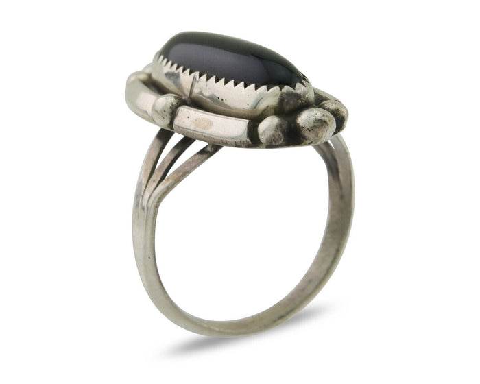 Navajo Handmade Ring 925 Silver Black Onyx Artist Signed SC C.80's